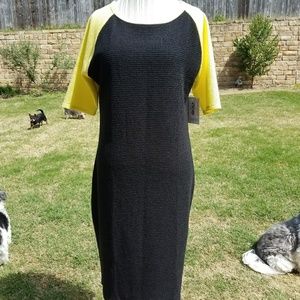 NWT Lularoe Julia Raglan Dress XL Black & Yellow